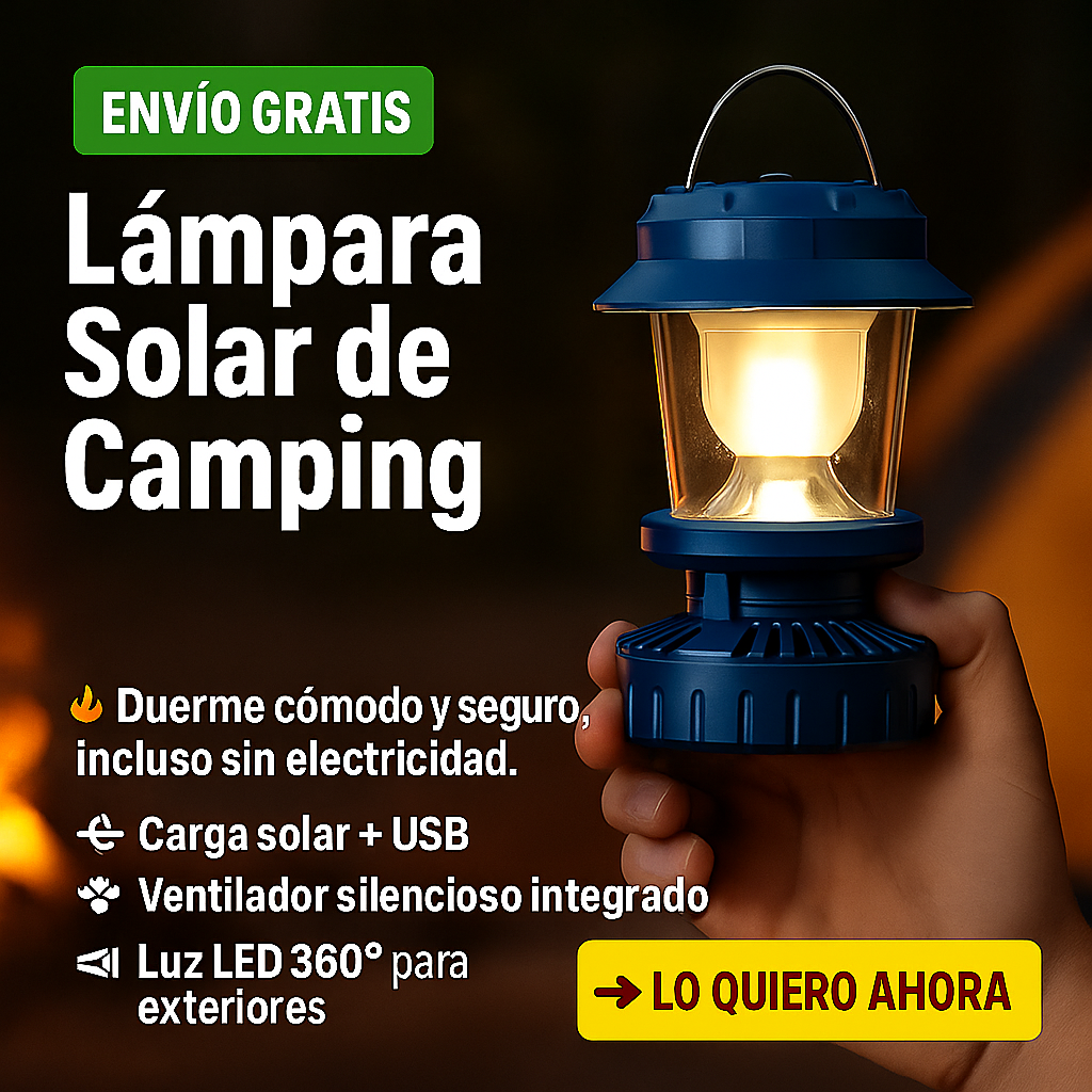 Linterna de Camping Solar + Carga USB