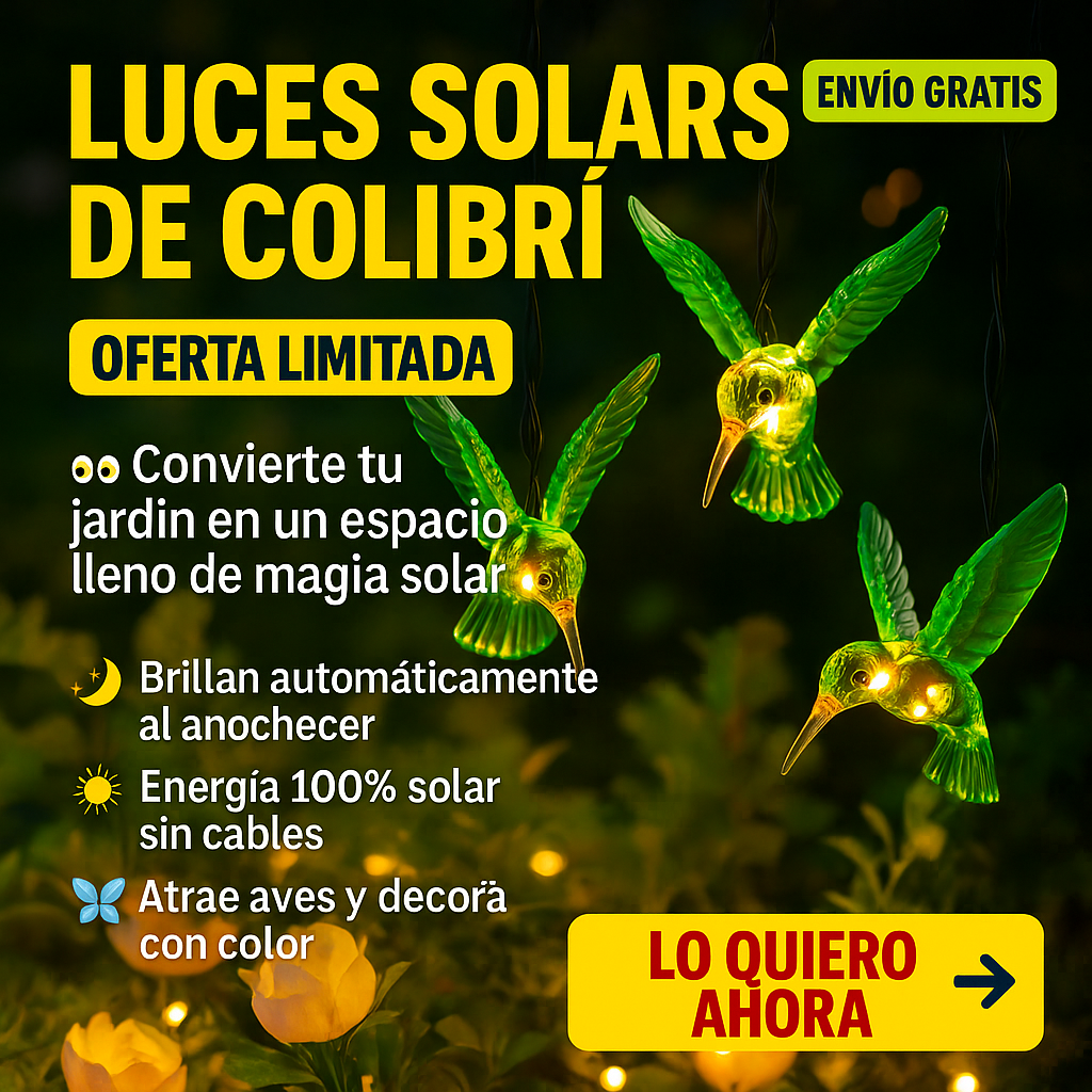 Luces Solares de Colibrí Para Jardin