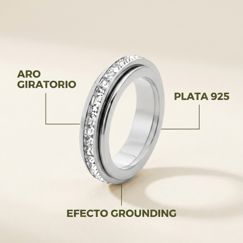 Anillo Giratorio Plata 925 – Calma la Ansiedad al Instante