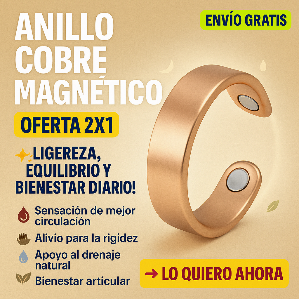 Anillo Cobre & Imanes – Bienestar Doble (2x1)