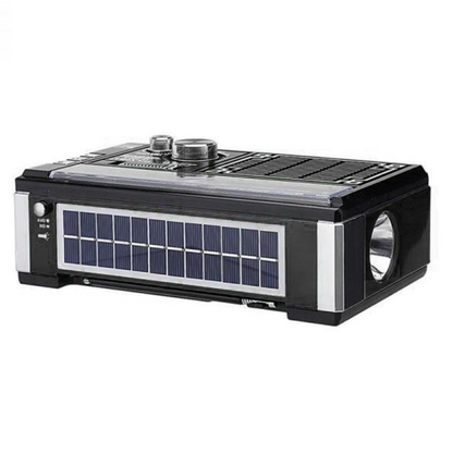 Radio Solar Retro Multifuncional (Linterna + Cargador + Radio AM/FM).